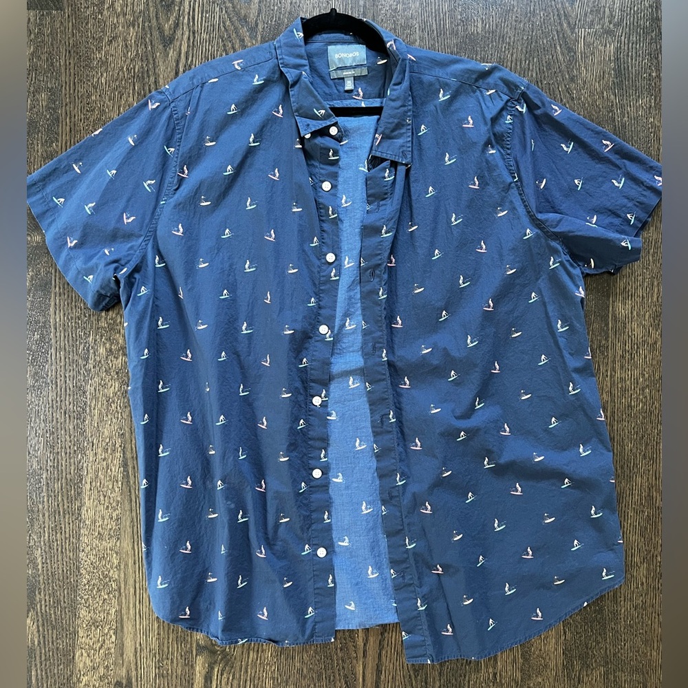 Men's Blue Patterned Button Down Shirt by Bonobos